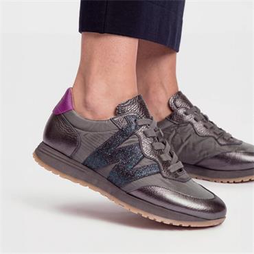 Wonders Towanda Nylon Laced Trainer - Gun Metal